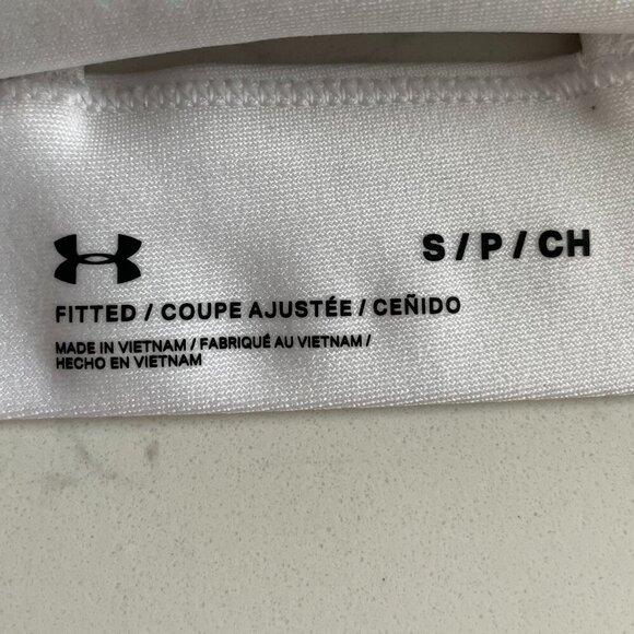 Under Armour Activewear Racer Back Poly Blend Padded Sports Bra White Sz S - Picture 4 of 9